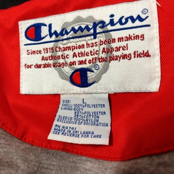 Champion Lined Red w Black Windbreaker Sz L - Picture 4 of 4